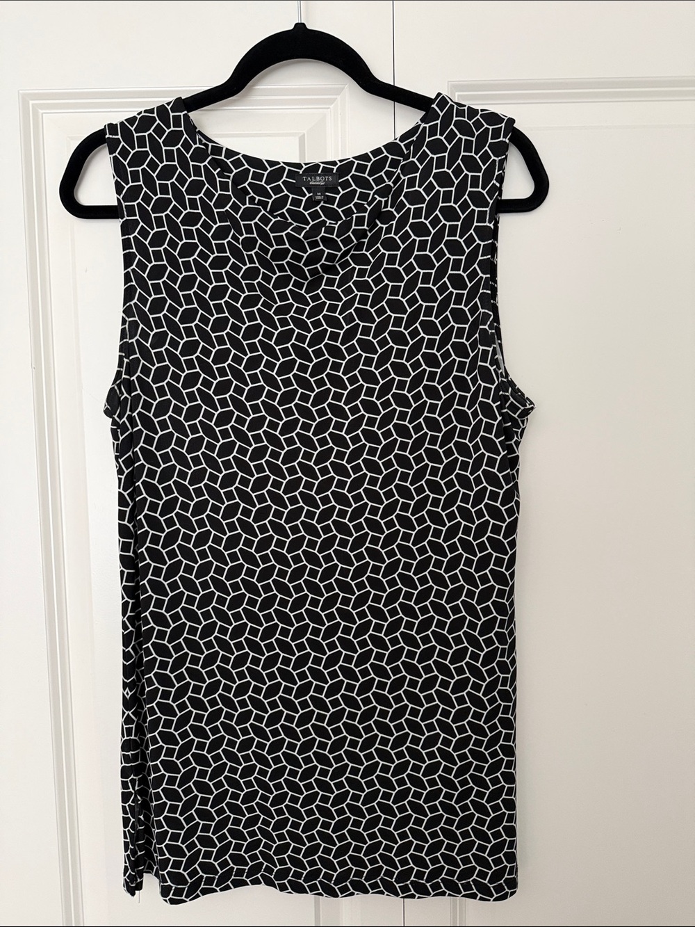 Talbots Black and White Geo-Print Sleeveless Tank